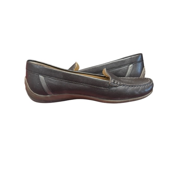 Geox Respira Womens Preppy Career Loafers Brown Moc Croc Leather Size 8 Slip On - Picture 3 of 10
